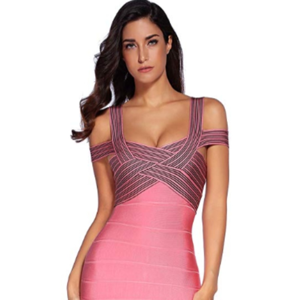 Meilun Women's Rayon Strap V-Neck Bandage Bodycon